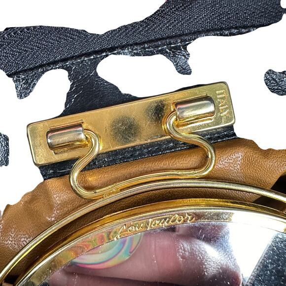 Vintage Lou Taylor Black Purse Handbag Made in Italy with Gold Hardware - Picture 13 of 16